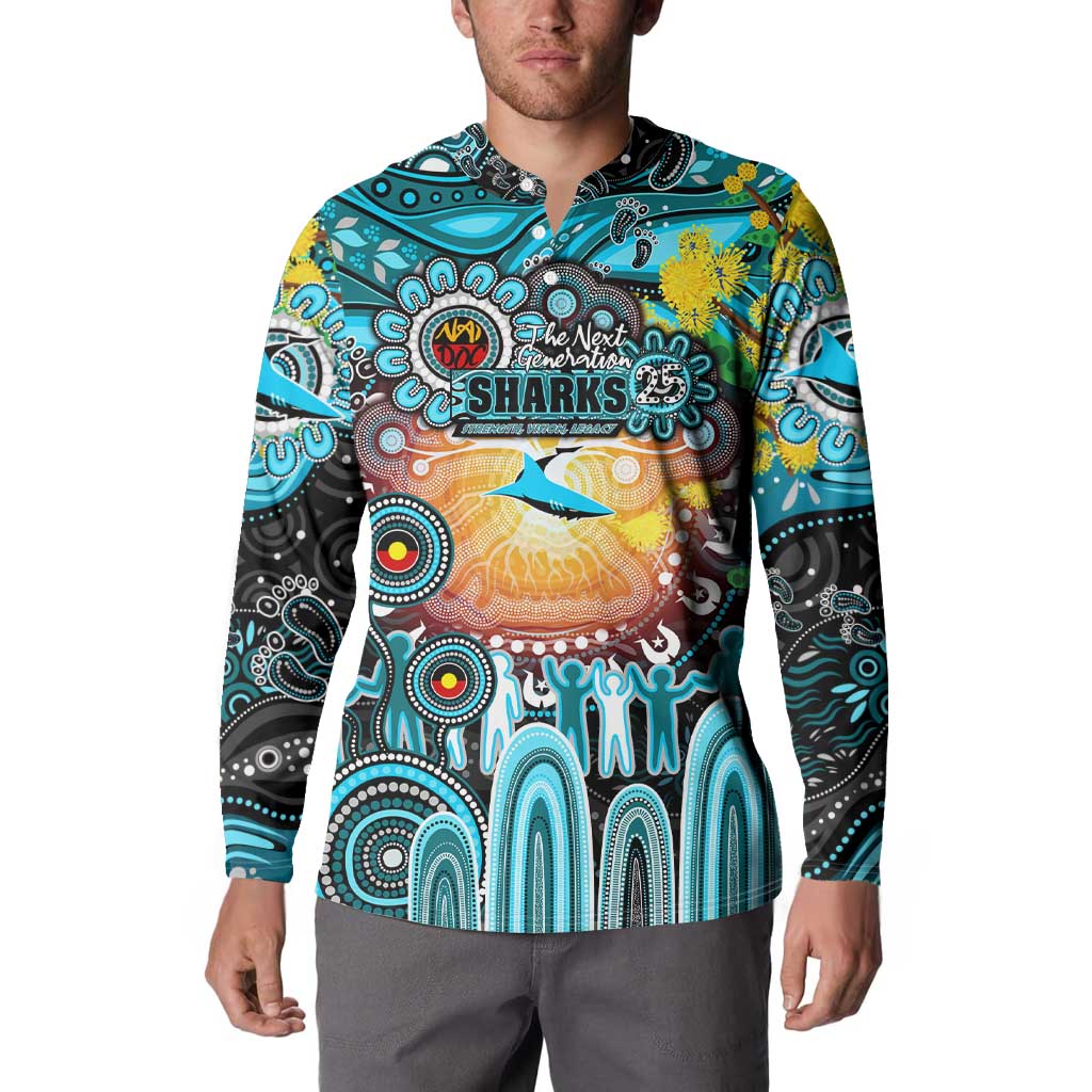 Personalised NAIDOC Week 2025 Sharks Rugby Button Sweatshirt Aboriginal Dot Painting