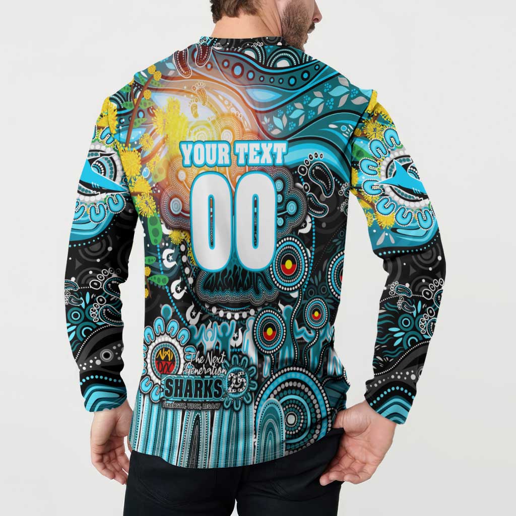 Personalised NAIDOC Week 2025 Sharks Rugby Button Sweatshirt Aboriginal Dot Painting