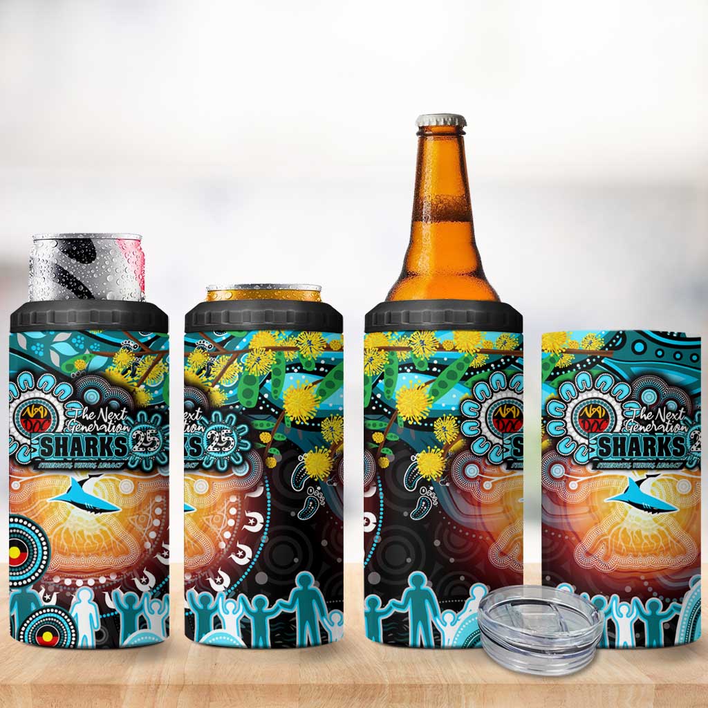 NAIDOC Week 2025 Sharks Rugby 4 in 1 Can Cooler Tumbler Aboriginal Dot Painting