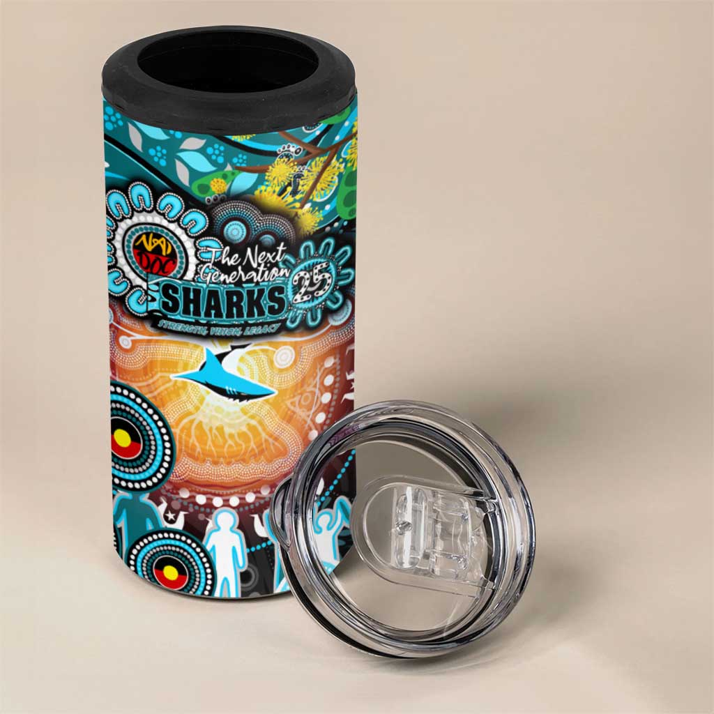 NAIDOC Week 2025 Sharks Rugby 4 in 1 Can Cooler Tumbler Aboriginal Dot Painting