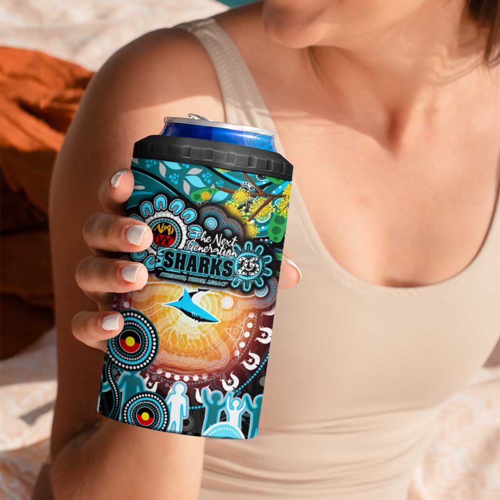 NAIDOC Week 2025 Sharks Rugby 4 in 1 Can Cooler Tumbler Aboriginal Dot Painting