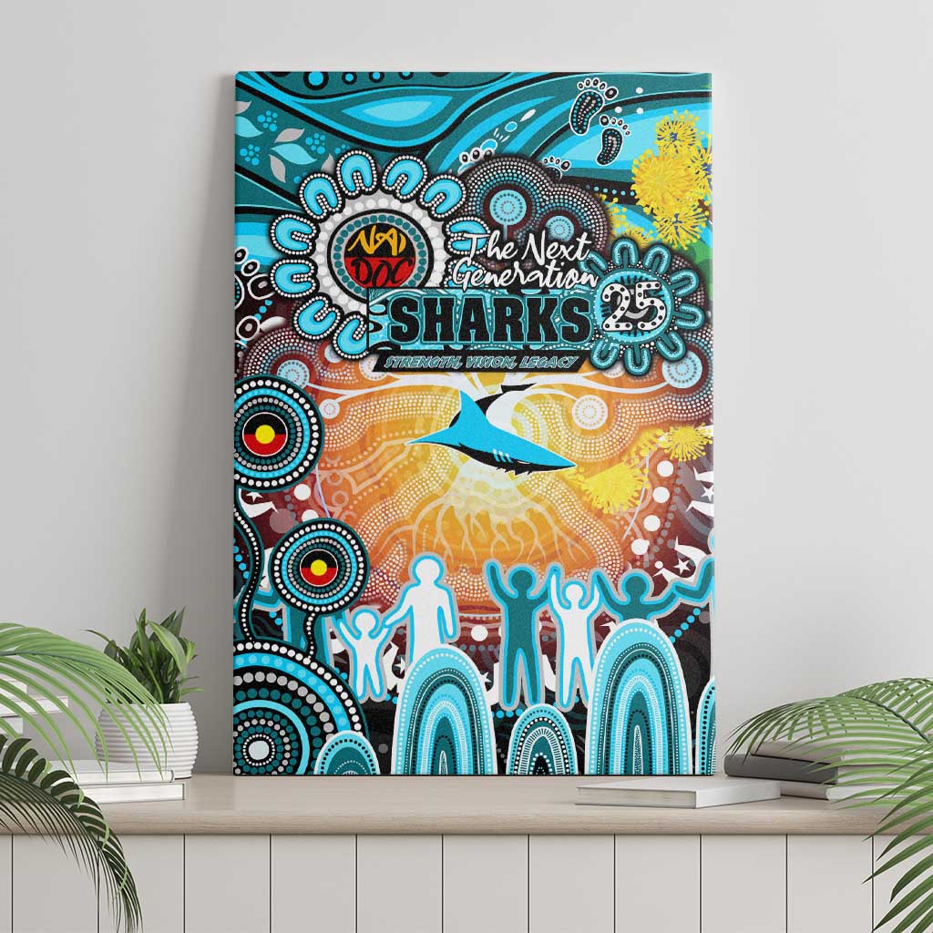 NAIDOC Week 2025 Sharks Rugby Canvas Wall Art Aboriginal Dot Painting