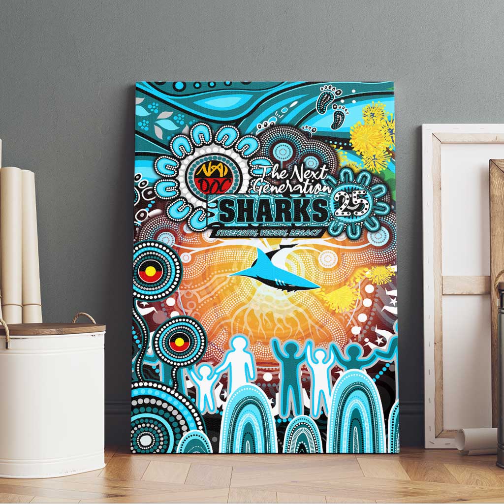 NAIDOC Week 2025 Sharks Rugby Canvas Wall Art Aboriginal Dot Painting