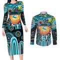 Personalised NAIDOC Week 2025 Sharks Rugby Couples Matching Long Sleeve Bodycon Dress and Long Sleeve Button Shirt Aboriginal Dot Painting
