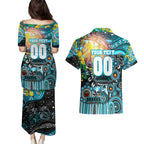 Personalised NAIDOC Week 2025 Sharks Rugby Couples Matching Puletasi and Hawaiian Shirt Aboriginal Dot Painting