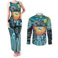 Personalised NAIDOC Week 2025 Sharks Rugby Couples Matching Tank Maxi Dress and Long Sleeve Button Shirt Aboriginal Dot Painting