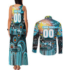 Personalised NAIDOC Week 2025 Sharks Rugby Couples Matching Tank Maxi Dress and Long Sleeve Button Shirt Aboriginal Dot Painting