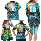 Personalised NAIDOC Week 2025 Sharks Rugby Family Matching Long Sleeve Bodycon Dress and Hawaiian Shirt Aboriginal Dot Painting