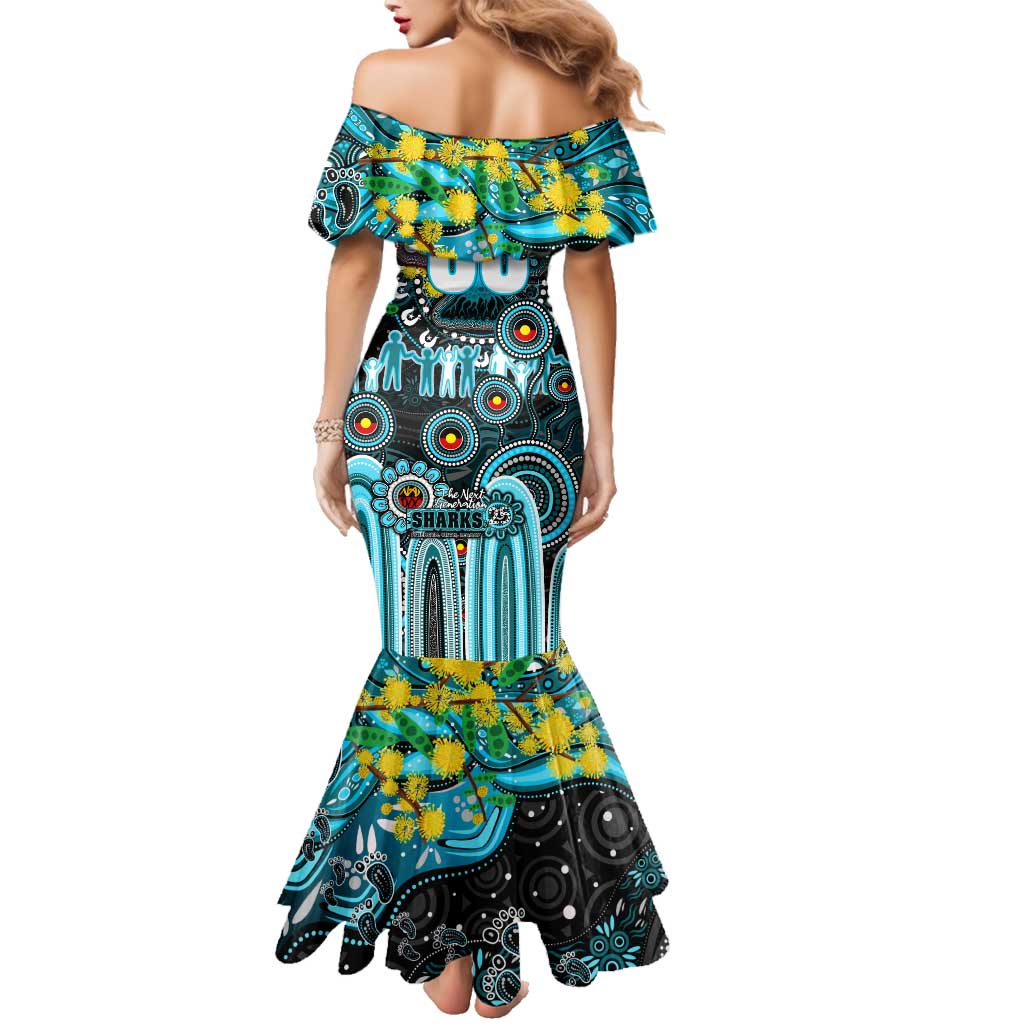 Personalised NAIDOC Week 2025 Sharks Rugby Family Matching Mermaid Dress and Hawaiian Shirt Aboriginal Dot Painting