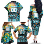 Personalised NAIDOC Week 2025 Sharks Rugby Family Matching Off The Shoulder Long Sleeve Dress and Hawaiian Shirt Aboriginal Dot Painting