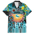 Personalised NAIDOC Week 2025 Sharks Rugby Family Matching Off The Shoulder Long Sleeve Dress and Hawaiian Shirt Aboriginal Dot Painting