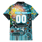 Personalised NAIDOC Week 2025 Sharks Rugby Family Matching Off The Shoulder Long Sleeve Dress and Hawaiian Shirt Aboriginal Dot Painting