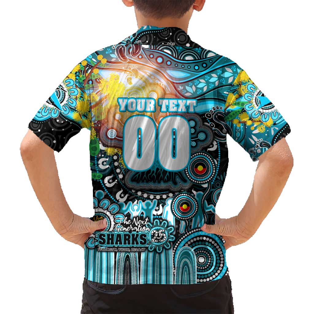 Personalised NAIDOC Week 2025 Sharks Rugby Family Matching Off Shoulder Maxi Dress and Hawaiian Shirt Aboriginal Dot Painting