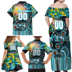 Personalised NAIDOC Week 2025 Sharks Rugby Family Matching Off Shoulder Maxi Dress and Hawaiian Shirt Aboriginal Dot Painting