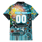 Personalised NAIDOC Week 2025 Sharks Rugby Family Matching Short Sleeve Bodycon Dress and Hawaiian Shirt Aboriginal Dot Painting