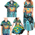 Personalised NAIDOC Week 2025 Sharks Rugby Family Matching Summer Maxi Dress and Hawaiian Shirt Aboriginal Dot Painting