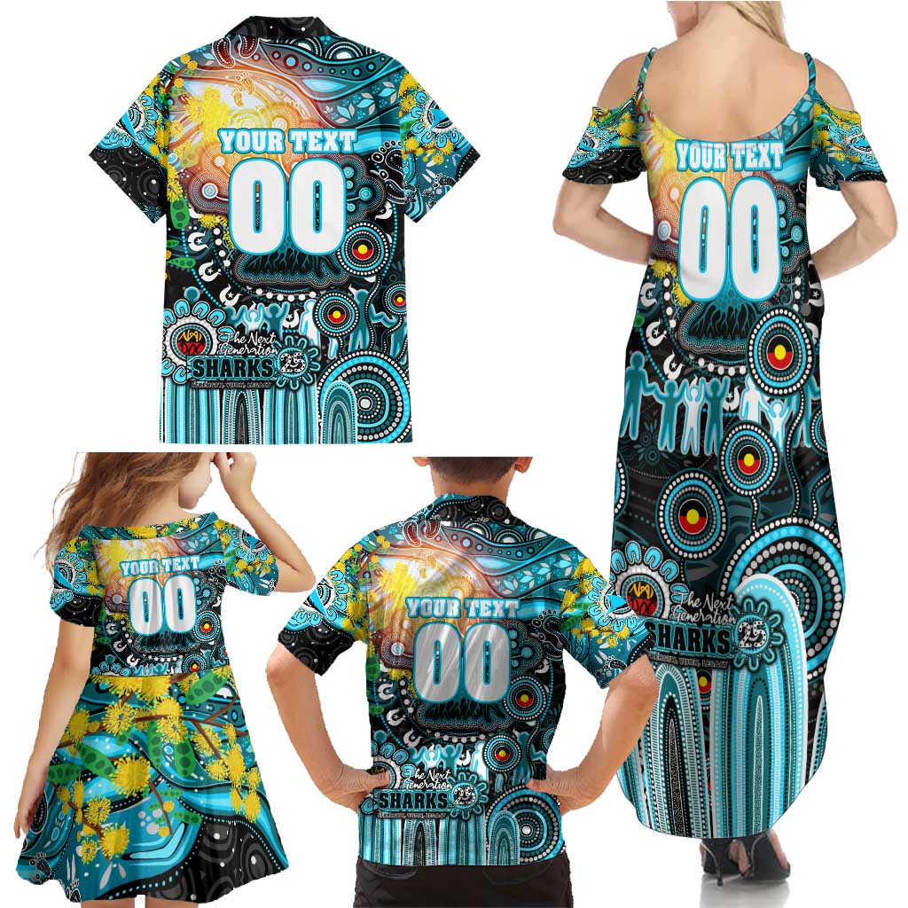 Personalised NAIDOC Week 2025 Sharks Rugby Family Matching Summer Maxi Dress and Hawaiian Shirt Aboriginal Dot Painting