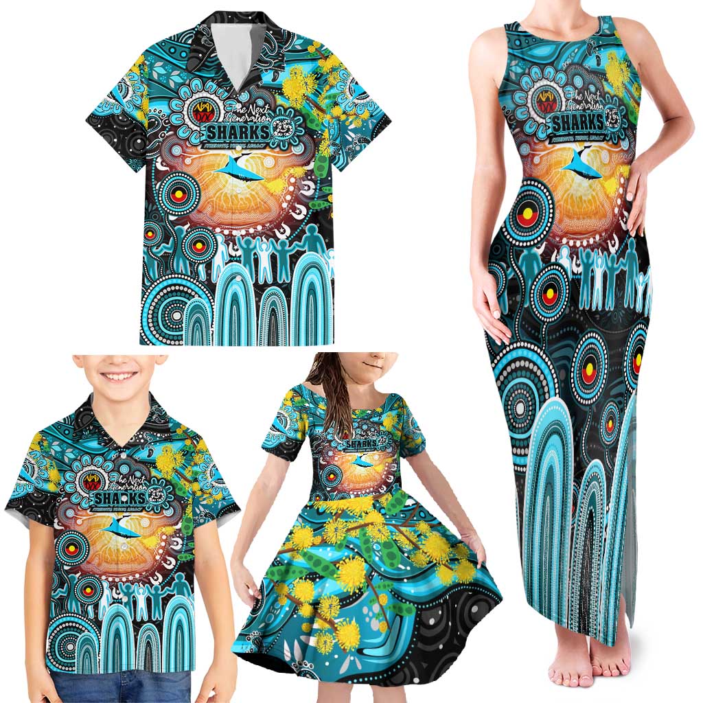 Personalised NAIDOC Week 2025 Sharks Rugby Family Matching Tank Maxi Dress and Hawaiian Shirt Aboriginal Dot Painting