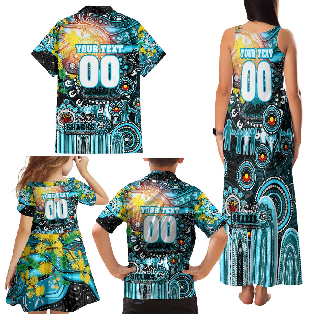 Personalised NAIDOC Week 2025 Sharks Rugby Family Matching Tank Maxi Dress and Hawaiian Shirt Aboriginal Dot Painting
