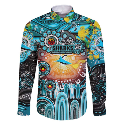 Personalised NAIDOC Week 2025 Sharks Rugby Family Matching Tank Maxi Dress and Hawaiian Shirt Aboriginal Dot Painting
