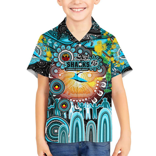 Personalised NAIDOC Week 2025 Sharks Rugby Hawaiian Shirt Aboriginal Dot Painting