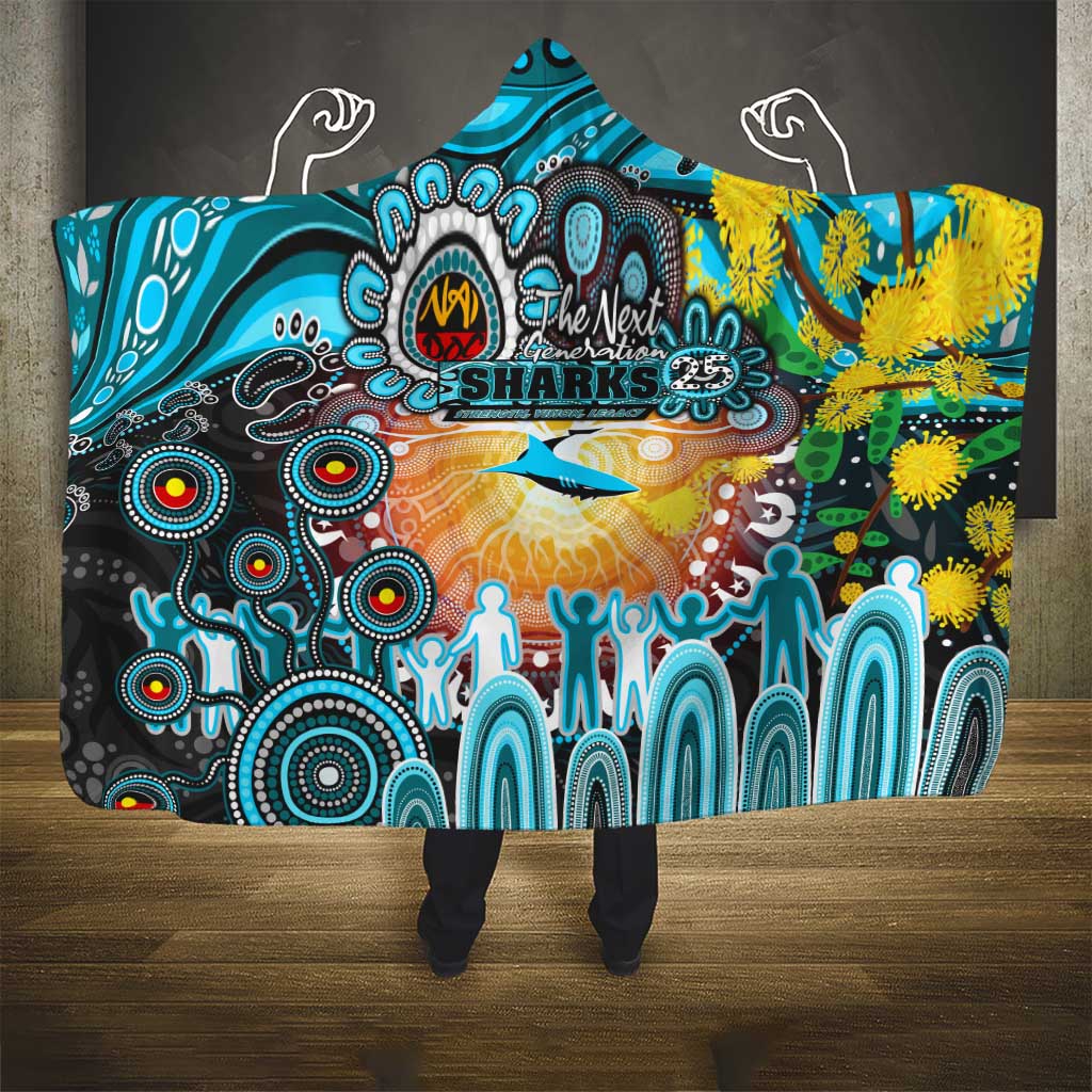 NAIDOC Week 2025 Sharks Rugby Hooded Blanket Aboriginal Dot Painting