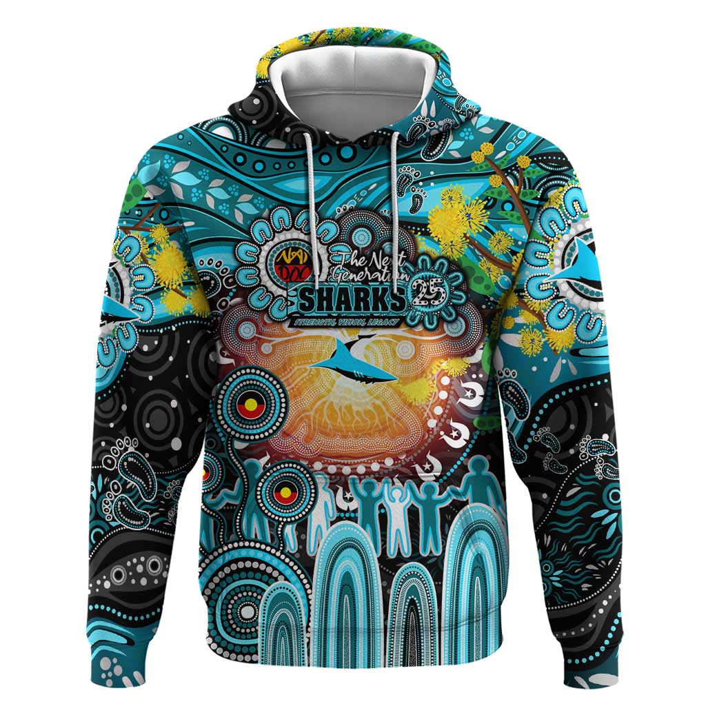 Personalised NAIDOC Week 2025 Sharks Rugby Hoodie Aboriginal Dot Painting