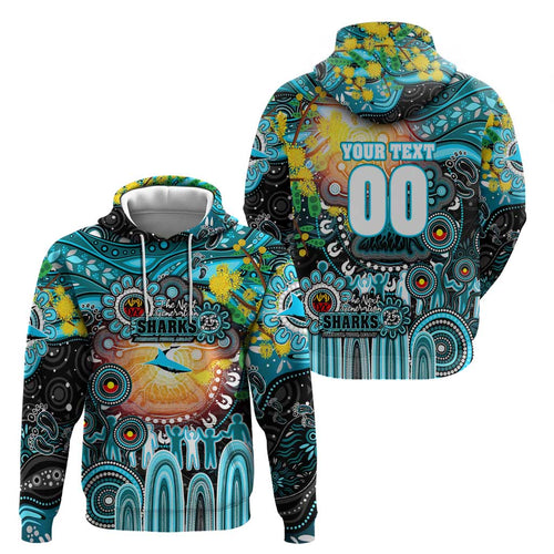 Personalised NAIDOC Week 2025 Sharks Rugby Hoodie Aboriginal Dot Painting