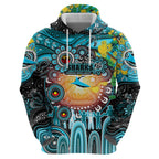 Personalised NAIDOC Week 2025 Sharks Rugby Hoodie Aboriginal Dot Painting
