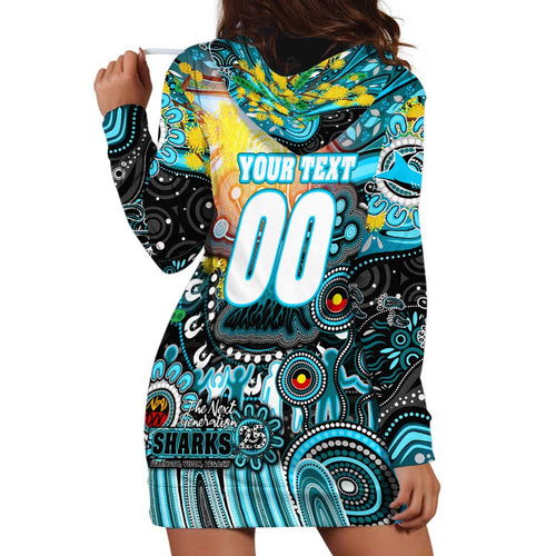 Personalised NAIDOC Week 2025 Sharks Rugby Hoodie Dress Aboriginal Dot Painting