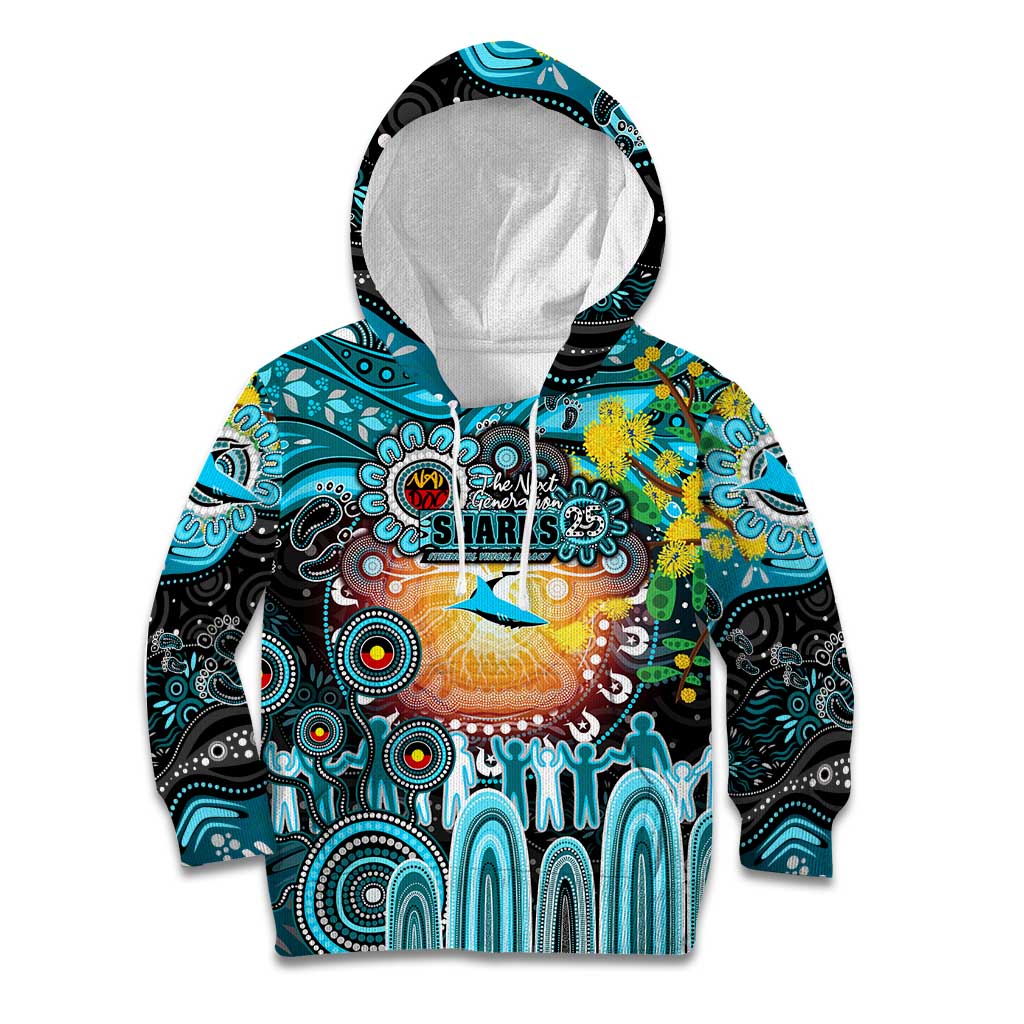 Personalised NAIDOC Week 2025 Sharks Rugby Kid Hoodie Aboriginal Dot Painting