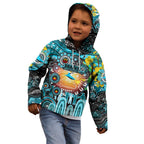 Personalised NAIDOC Week 2025 Sharks Rugby Kid Hoodie Aboriginal Dot Painting
