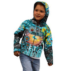 Personalised NAIDOC Week 2025 Sharks Rugby Kid Hoodie Aboriginal Dot Painting