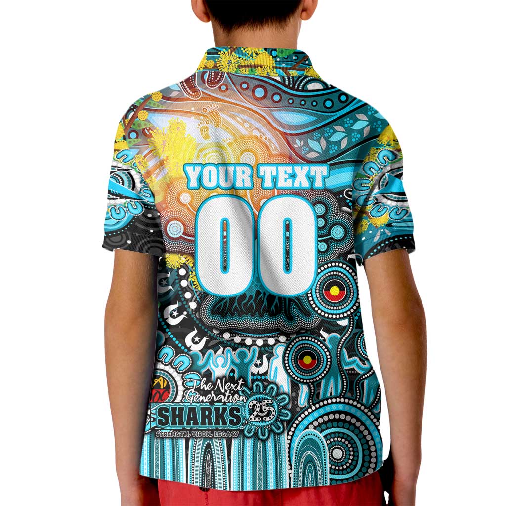 Personalised NAIDOC Week 2025 Sharks Rugby Kid Polo Shirt Aboriginal Dot Painting