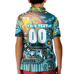 Personalised NAIDOC Week 2025 Sharks Rugby Kid Polo Shirt Aboriginal Dot Painting