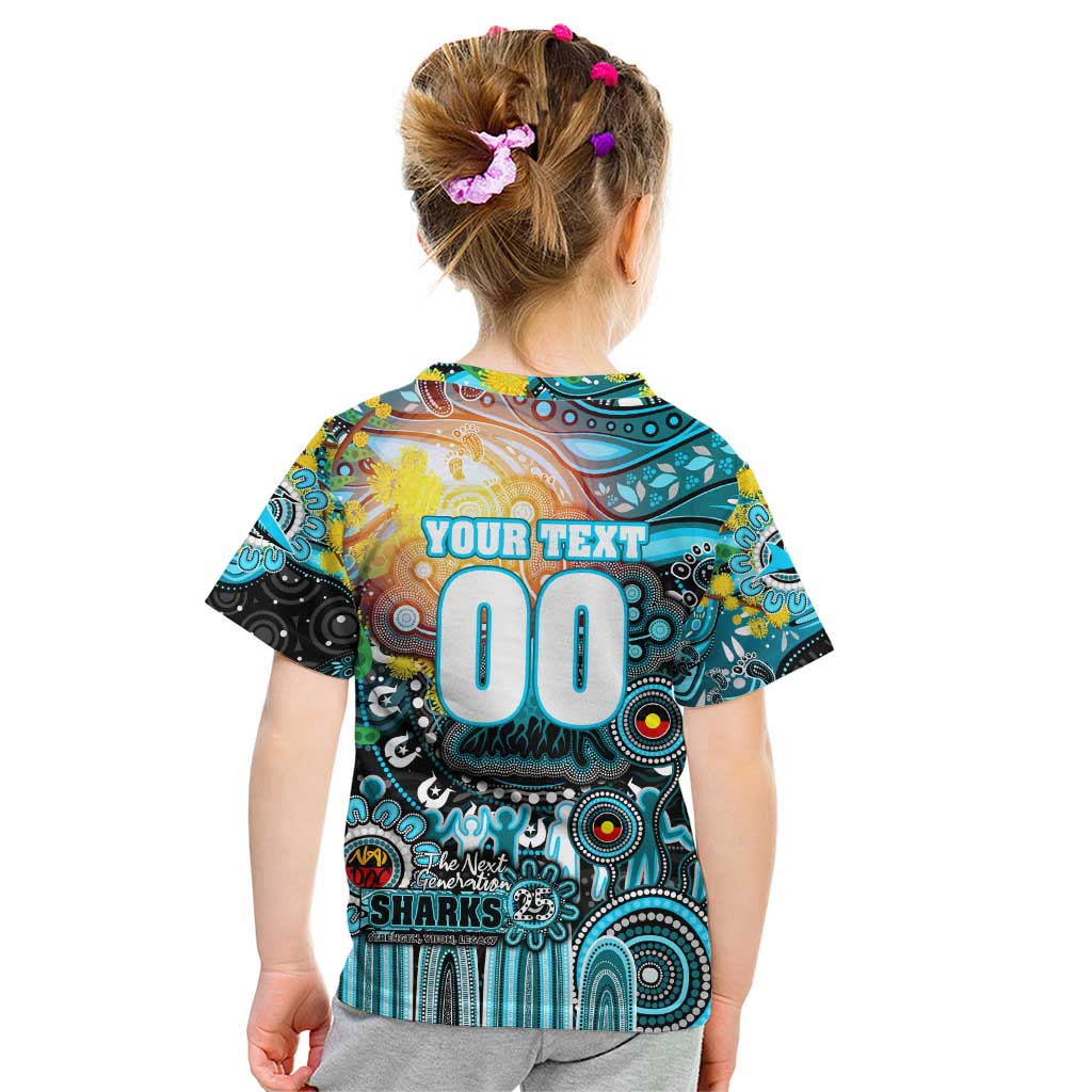 Personalised NAIDOC Week 2025 Sharks Rugby Kid T Shirt Aboriginal Dot Painting