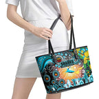 NAIDOC Week 2025 Sharks Rugby Leather Tote Bag Aboriginal Dot Painting