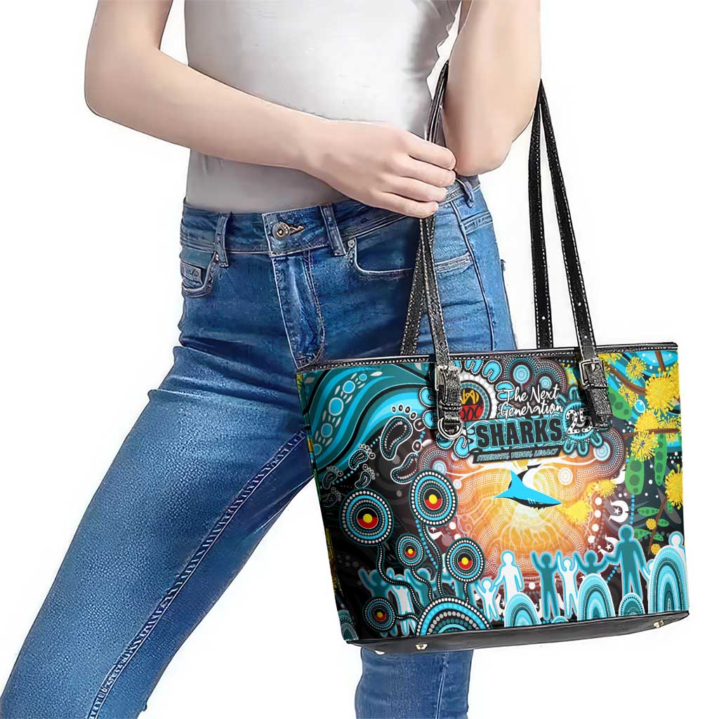 NAIDOC Week 2025 Sharks Rugby Leather Tote Bag Aboriginal Dot Painting