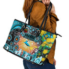 NAIDOC Week 2025 Sharks Rugby Leather Tote Bag Aboriginal Dot Painting