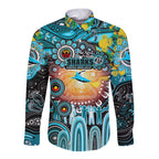 Personalised NAIDOC Week 2025 Sharks Rugby Long Sleeve Button Shirt Aboriginal Dot Painting
