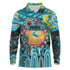 Personalised NAIDOC Week 2025 Sharks Rugby Long Sleeve Polo Shirt Aboriginal Dot Painting