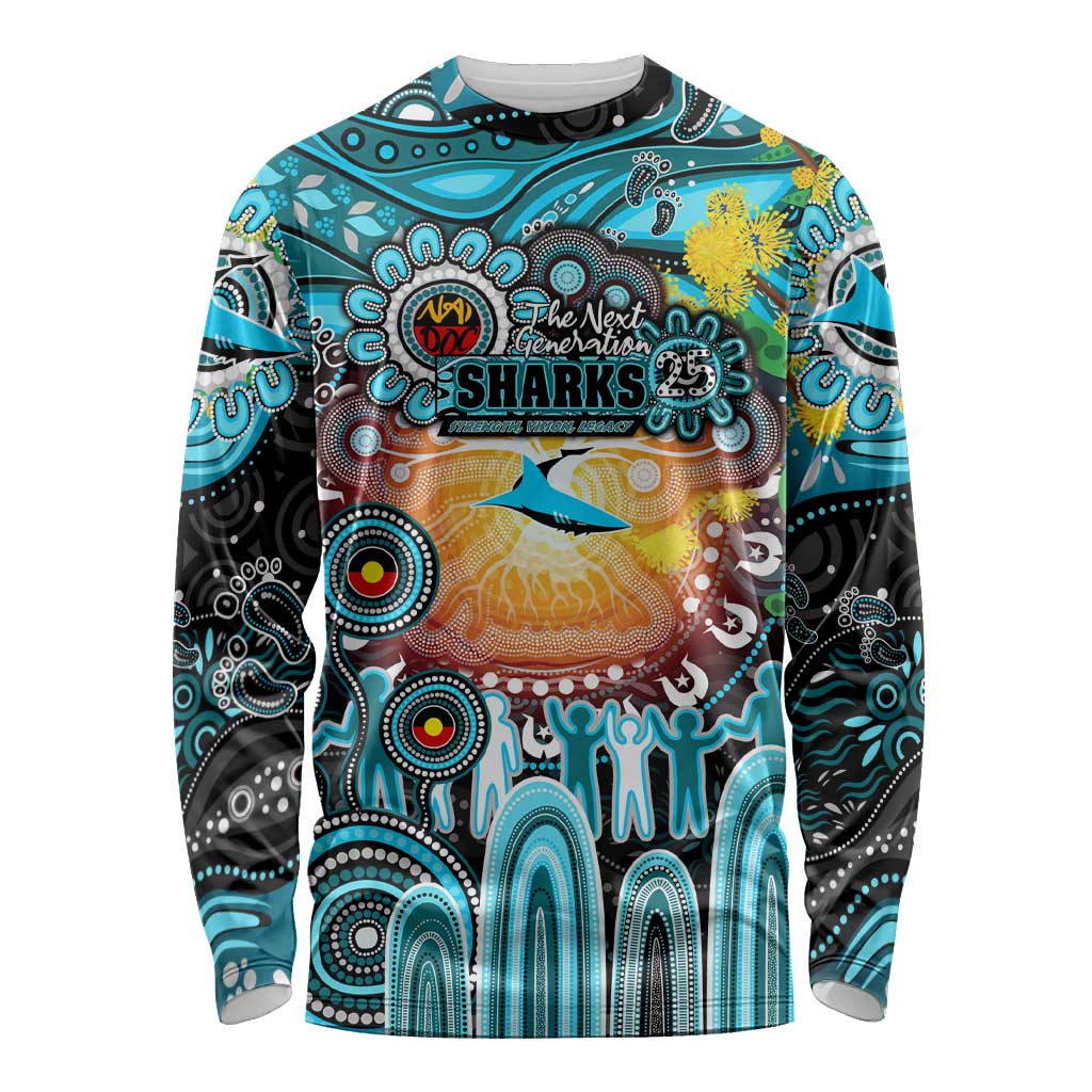 Personalised NAIDOC Week 2025 Sharks Rugby Long Sleeve Shirt Aboriginal Dot Painting