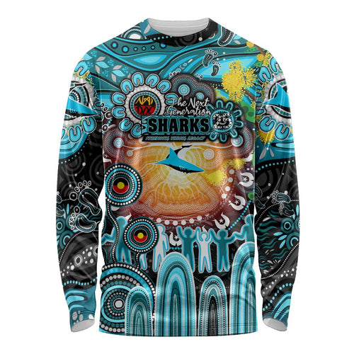 Personalised NAIDOC Week 2025 Sharks Rugby Long Sleeve Shirt Aboriginal Dot Painting