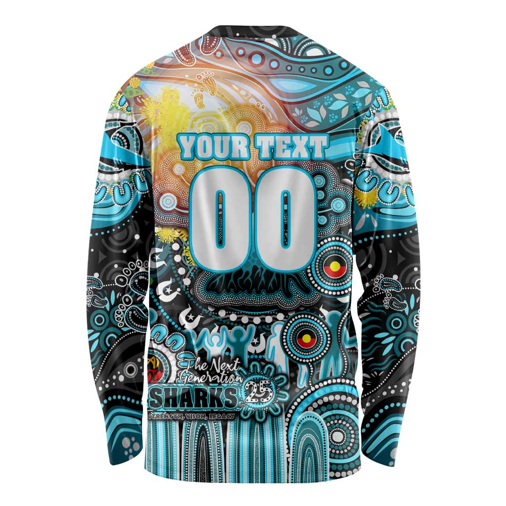 Personalised NAIDOC Week 2025 Sharks Rugby Long Sleeve Shirt Aboriginal Dot Painting