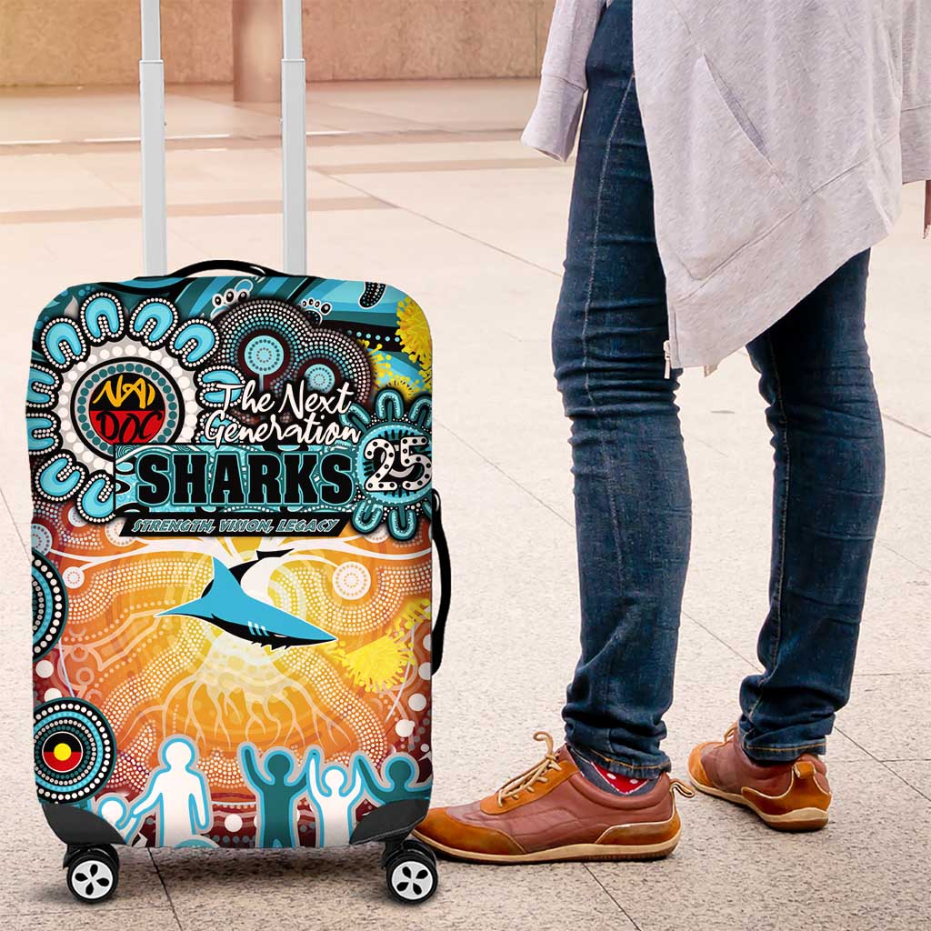 NAIDOC Week 2025 Sharks Rugby Luggage Cover Aboriginal Dot Painting