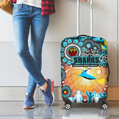 NAIDOC Week 2025 Sharks Rugby Luggage Cover Aboriginal Dot Painting