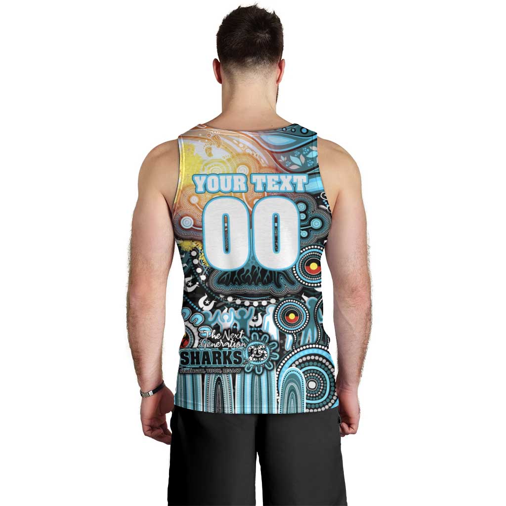 Personalised NAIDOC Week 2025 Sharks Rugby Men Tank Top Aboriginal Dot Painting