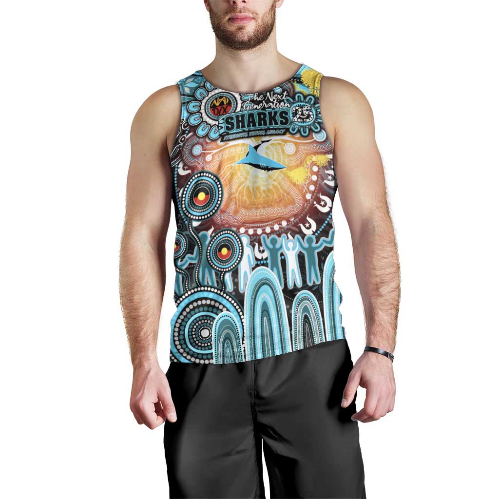 Personalised NAIDOC Week 2025 Sharks Rugby Men Tank Top Aboriginal Dot Painting
