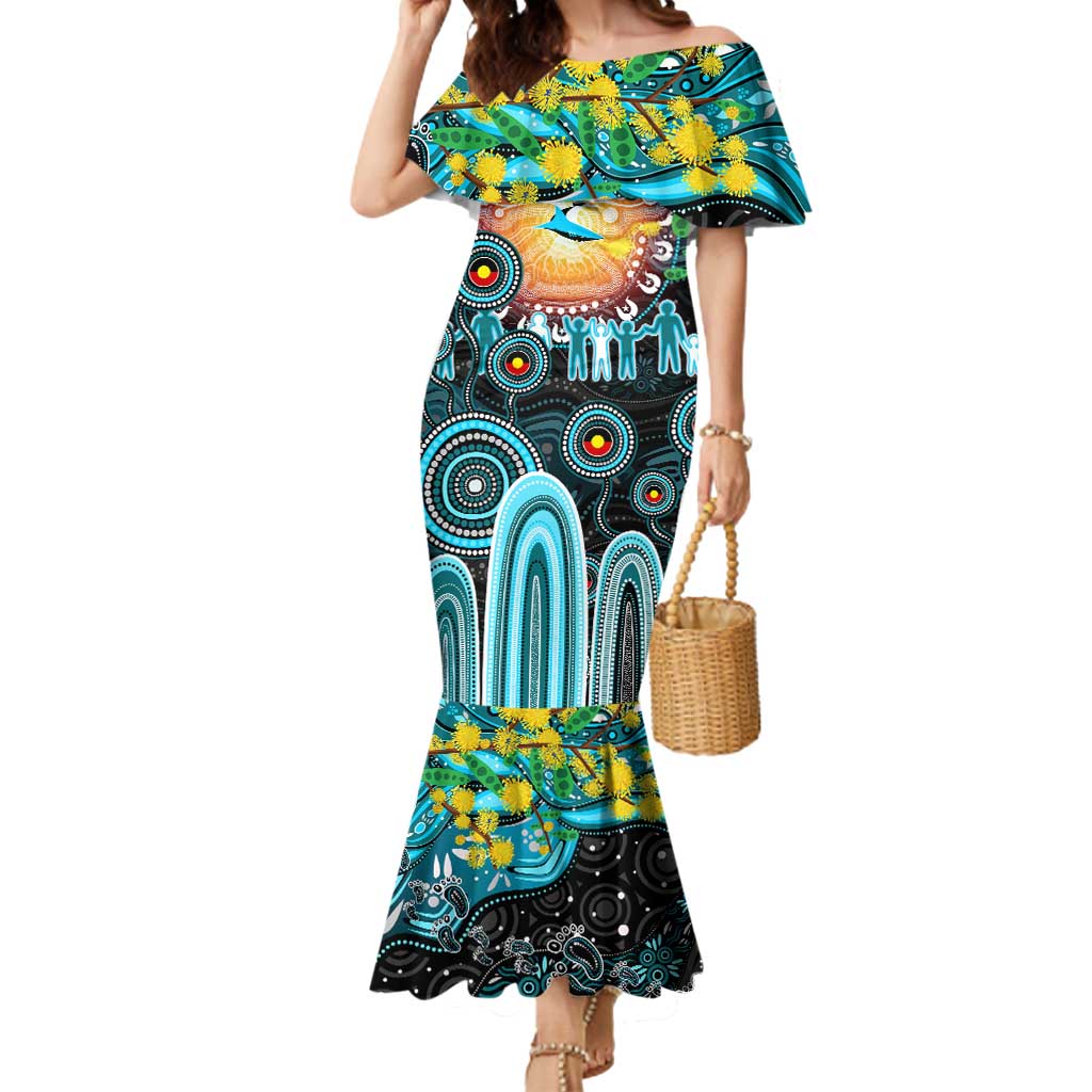 Personalised NAIDOC Week 2025 Sharks Rugby Mermaid Dress Aboriginal Dot Painting