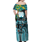 Personalised NAIDOC Week 2025 Sharks Rugby Off Shoulder Maxi Dress Aboriginal Dot Painting